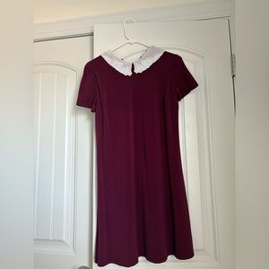 Elle Burgundy and White Dress